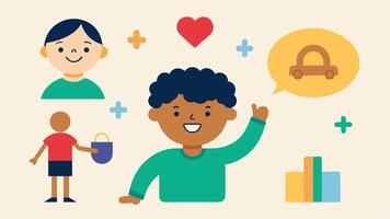 These illustrations would support engaging inclusive narratives for neurodivergent children emphasizing understanding acceptance and joyful exploration.. vector