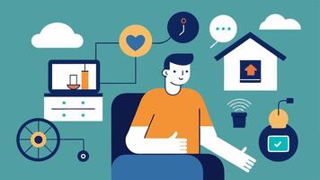 These illustrations highlight the accessibility and empowerment provided by voiceactivated smart home devices for individuals with various disabilities.. vector