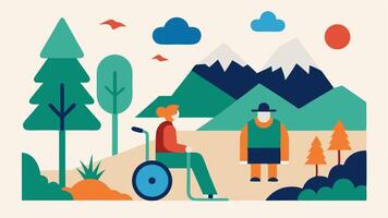 These illustrations can help promote the importance of accessibility in national parks highlighting features that enable all visitors to experience nature.. vector