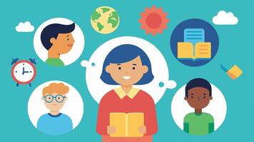 These illustrations would effectively depict the essence of inclusive education showcasing diversity collaboration and adaptive learning.. vector