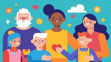 These illustrations focus on shared experiences and vibrant interactions that encourage inclusivity across generations while highlighting the joy of collaboration.. vector
