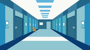 Wide Hallways An interior view of a building featuring wide hallways and clear signage allowing easy navigation for individuals with mobility devices.. vector
