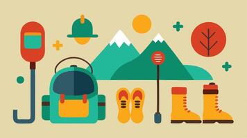 These illustrations highlight the diversity in hiking gear that can make the outdoor experience enjoyable and accessible for everyone.. vector