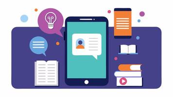 Mobile Learning App An open smartphone displaying an educational app with audio features texttospeech icons and large buttons for accessibility.. vector