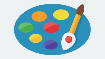 Palette of Colors A closeup of a palette with various colors of paint with textural elements like sponges and brushes that can accommodate different grip strengths.. vector