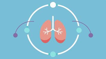 Interactive Breathing Exercise An animation of a expanding and contracting circle with a calming background. Icons of lungs and flow lines demonstrate guided breathing techniques. vector