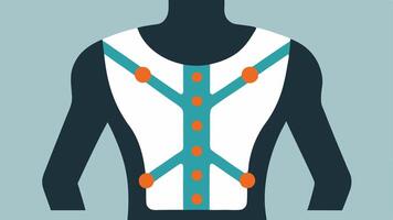 Wearable Posture Corrector A design of a lightweight posturecorrecting device worn on the back with indicators showing if the person is maintaining good posture.. vector