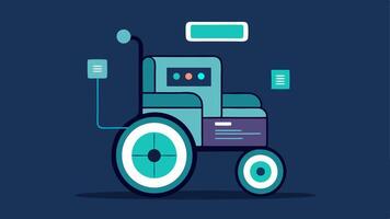 HighTech Smart Wheelchair A futuristic wheelchair with integrated touchscreens and LED lights featuring a streamlined shape and compact design for techsavvy users.. vector