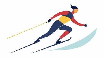Skiing A skier racing down a slope using a carbonfiber leg prosthetic with determination speed lines indicating fast motion.. vector