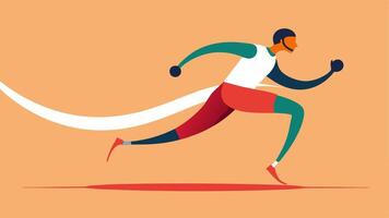 Running on the Track A dynamic illustration of a person with a prosthetic leg sprinting on a track showcasing motion with flowing lines indicating speed.. vector