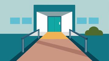 Walkway to Entrance An illustration showing a smooth wellmaintained walkway leading from an accessible parking space to the building entrance.. vector