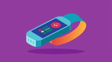 Temperature Sensor Band A band on the wrist with a screen showing realtime body temperature readings featuring colorcoded alerts for abnormal temperatures.. vector