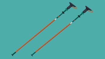 OneHanded Hiking Poles images of adjustable hiking poles that can be operated with one hand featuring ergonomic grips and a simple locking mechanism.. vector