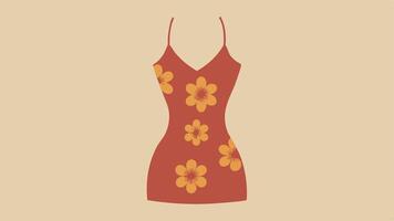 OpenBack Dress A feminine dress with an open back design featuring adjustable ss for ease of wear illustrated with floral patterns.. vector