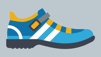 Orthopedic Hiking Shoes An illustration of hiking shoes that have adaptive features such as adjustable ss and extra arch support specifically designed to accommodate various foot. vector