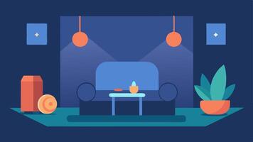 Mindfulness Corner A quiet corner in the gym with comfortable seating soft lighting and sensory tools for relaxation and mindfulness catering to mental health and wellness.. vector