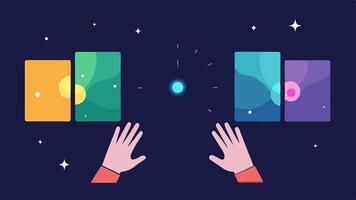 Interactive Light Panels Panels that change color and brightness when touched. Hands reaching out to interact with glowing effects radiating from contact points.. vector