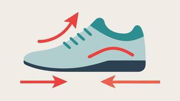 Lightweight Materials A pair of lightweight breathable shoes depicted in a minimalist style with arrows indicating airflow and flexibility promoting comfort for allday wear.. vector