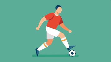 Soccer A soccer player with a highperformance foot prosthetic dribbling a ball on the field showcasing agility and skill during play.. vector