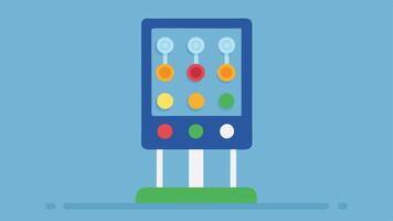 Interactive Sensory Board A vertical board equipped with lights buttons and various movable parts allowing for tactile interaction and cognitive stimulation through play.. vector