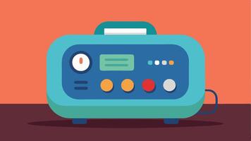 Soothing Sound Machine A small portable sound machine p on a table cycling through various nature sounds with illustrated buttons representing different sound options.. vector