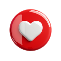 Red Circle Button with White Heart Icon on transparent background png