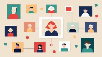 Visual Memory Aids A wall filled with photo collages of past events family photos and simple labels providing residents with a sense of nostalgia and connection.. vector
