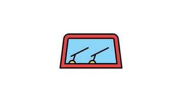 Animated red frame over a blue windscreen, showcasing two windshield wipers. Ideal for automotive industry or weather related designs video
