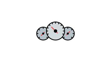 Animated three round speedometer with red needles and black centers, perfect for illustrating measurement, statistics, performance, or data visualization concepts video