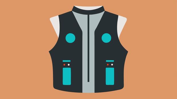 Wearable Sensor Vest A vest designed for outdoor activities with visible sensors on the back and front. vector