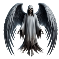 Realistic scary ghost skull face with wings is used as a design resource for t-shirts halloween or black friday festival png