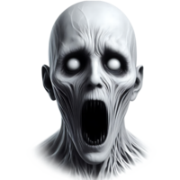 Realistic scary white eyes ghost faces can be used as a design resource for t-shirts halloween or black friday festival png