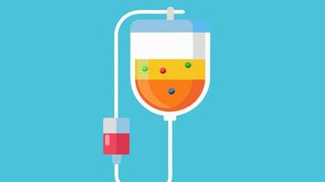 Vitamin Drip Equipment CloseUp A closeup view of the IV drip setup featuring a clear drip bag filled with vibrant colored vitamins a drip chamber and a connected IV tube.. vector