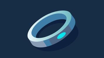 Smart Ring on Finger A closeup view of a sleek smart ring worn on a finger glowing softly to indicate activity.. vector