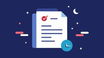 Sleep Analysis Report A document styled as a sleep report lying on a nightstand with bullet points on sleep duration sleep stages and suggestions for improvement laid out visually.. vector
