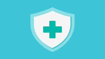 Shield with a Cross A protective shield with a medical cross at its center illustrating protection against diseases through vaccinations.. vector