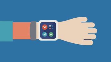 Wearable Device A closeup of a patients wrist showing a sleek wearable device that displays realtime exercise metrics and reminders for therapy sessions.. vector