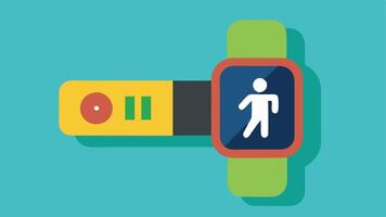Step Counter Display A fitness band on a patients wrist showcasing a colorful step count with a walking figure icon highlighting daily activity levels.. vector