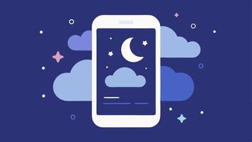 Sleep Tracking Interface A mobile device displaying a sleep tracking feature with dreamy imagery like night clouds and stars highlighting hours of sleep and sleep quality.. vector