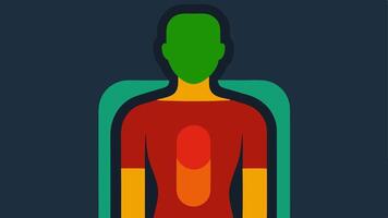 Thermal Scanner Display An abstract representation of a thermal scanner screen showing a silhouette of a human body alongside a colorcoded thermal gradient for temperature. vector