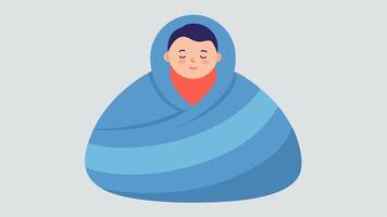 Thermotherapy Blanket A patient comfortably wrapped in a thermotherapy blanket designed to promote relaxation and body rejuvenation with soft textures illustrated.. vector