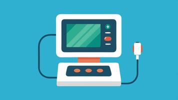 Portable Ultrasound Scanner A compact ultrasound device with a screen displaying a live image of demonstrating its use in a medical setting.. vector