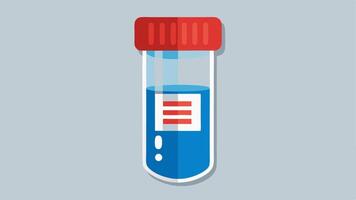 Vial with Saliva Sample A closeup view of a transparent vial filled with saliva with labels displaying generic information like Sample ID and Date Collected.. vector
