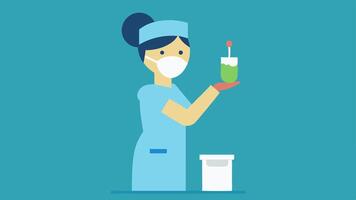 Sample Collection Process A illustrating a nurse or healthcare professional collecting a sample using advanced technology with a sterile background.. vector