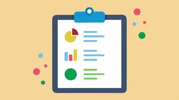 Results Report A clipboard displaying a colorful report summarizing microbiome health with icons indicating levels of beneficial and harmful bacteria.. vector