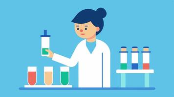 Test Sample Collection An illustration of a healthcare worker preparing test tubes and labels for sample collection emphasizing the organized process.. vector