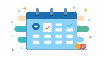 Wellness Calendar A calendar page with scheduled testing dates and health activities highlighting a structured approach to health monitoring over time.. vector