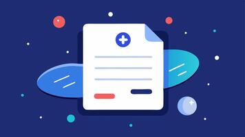 Virtual Prescription After the consultation the doctor sends a virtual prescription which appears as a floating document next to the patient in the VR space.. vector
