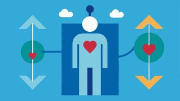 Wellness Concept An abstract representation of health and wellness with symbols like a heart rejuvenating arrows and a silhouette of a person surrounded by the cryotherapy chamber.. vector