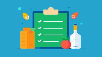Smart Grocery List An illustration of a grocery list with animated digital elements including a checklist of personalized items based on AI recommendations.. vector